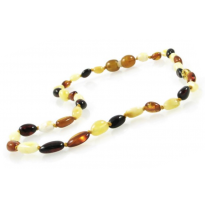 baltic amber necklace, oval beads, multi